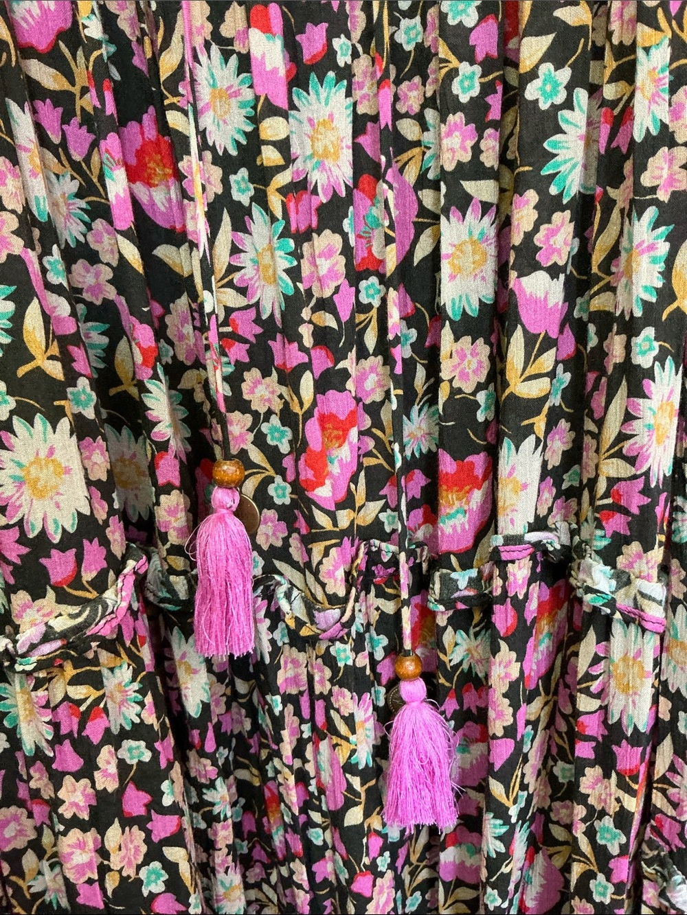 NWOT Spell & the gypsy Sunwashed Strappy Midi Dress brown/pink floral, XL. - Picture 6 of 12